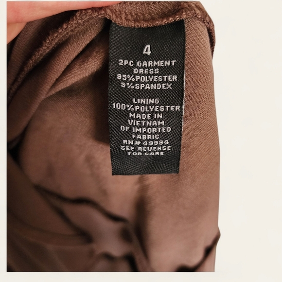 Dressbarn Brown 2-Piece Dress Set w/ Jacket | Size 4‎ | Classic Career or Church - Picture 4 of 6